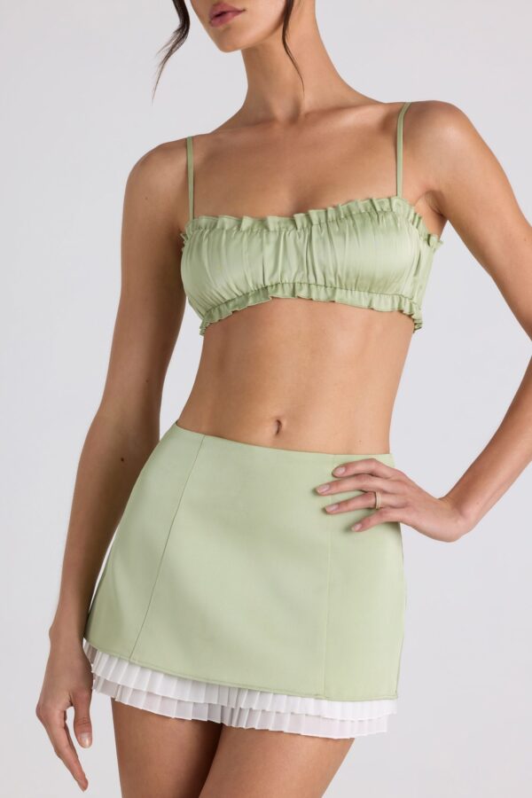 Layered Mid-Rise Mini Skirt in Spring Green - Image 4