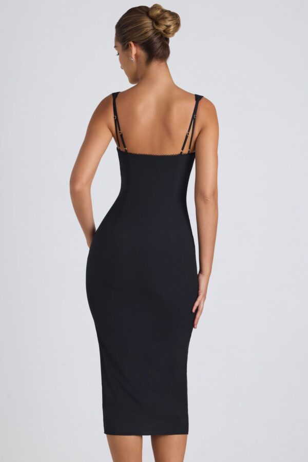 Button-Detail Midaxi Dress in Black - Image 2