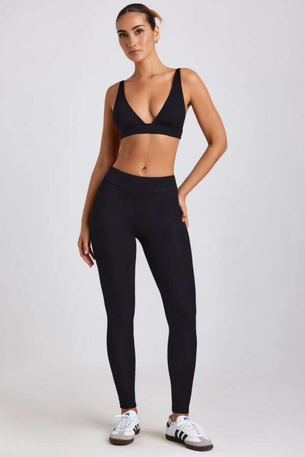 Ribbed Modal Triangle Bralette in Black - Image 6