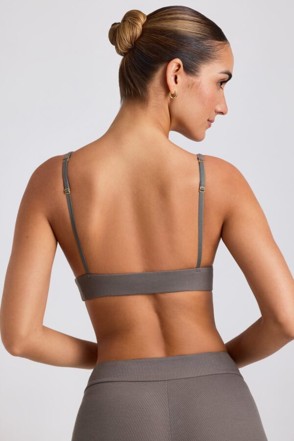 Ribbed Modal Triangle Bralette in Grey - Image 2
