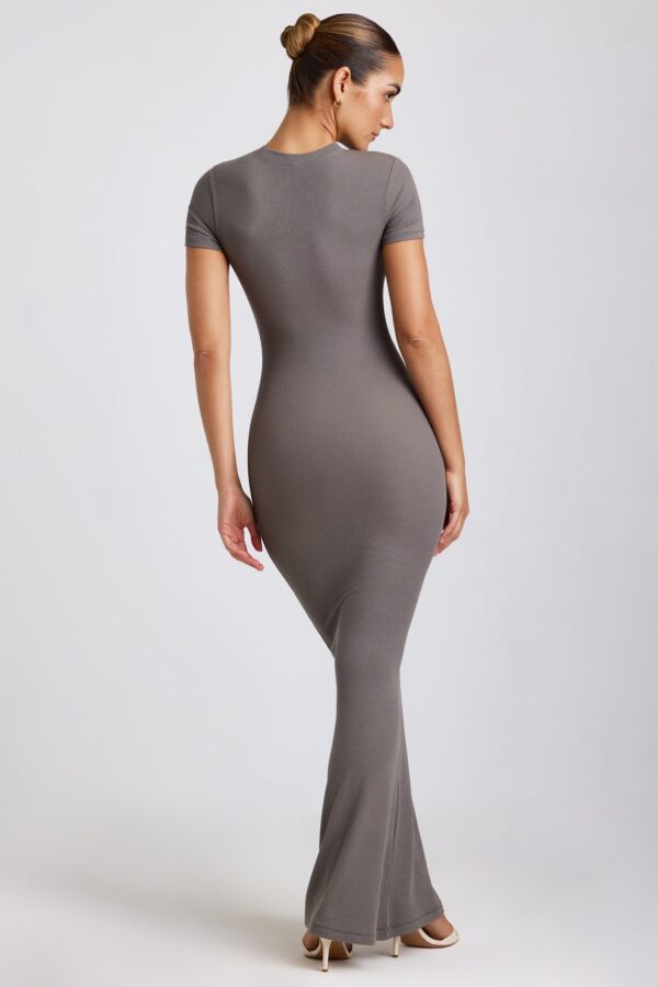 Ribbed Modal Maxi Dress in Grey - Image 2