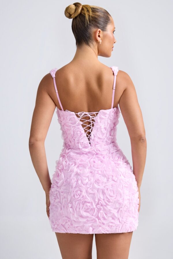 Floral-Appliqué Corset Mini Dress in Lilac - Image 2