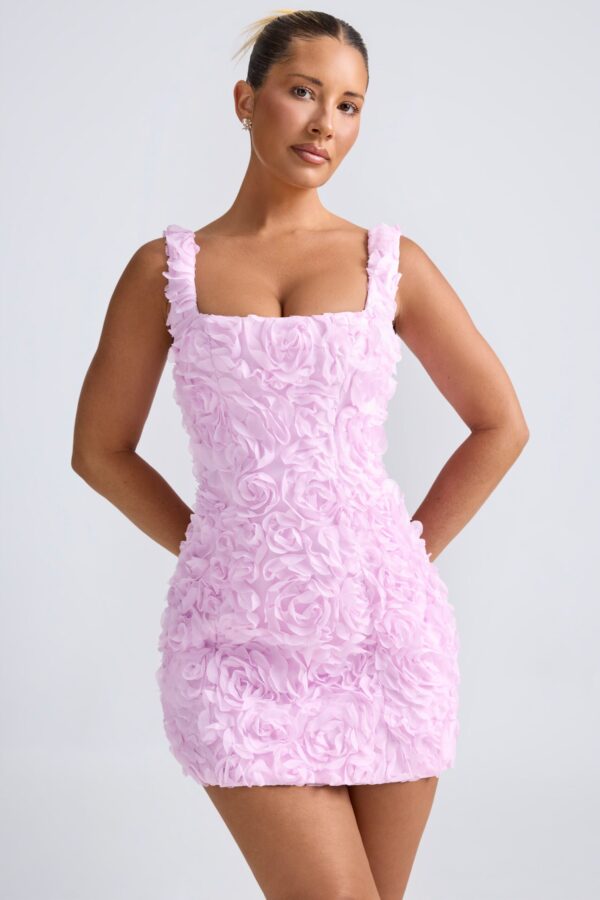 Floral-Appliqué Corset Mini Dress in Lilac - Image 5