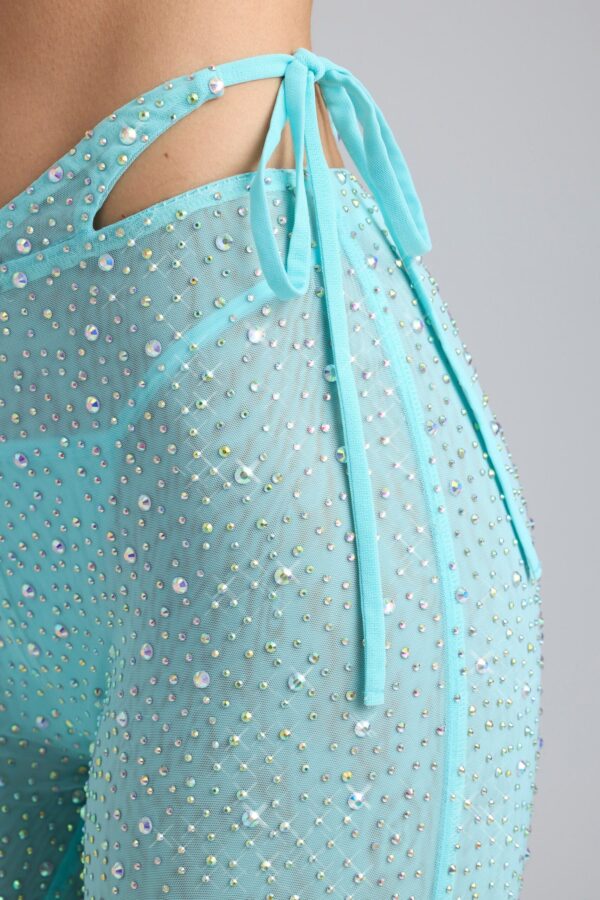 Petite Embellished Cut-Out Flared Trousers in Ice Blue - Image 4