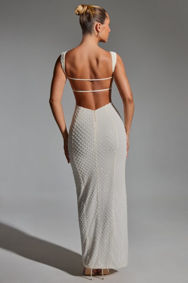 Embellished Open-Back Maxi Dress in White - Image 2