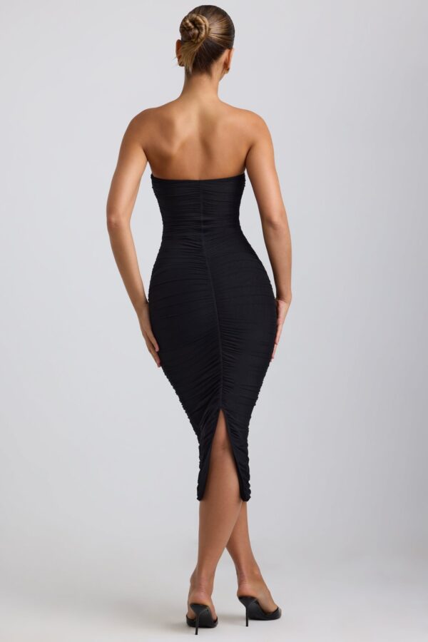 Ruched Hardware Detail Strapless Midaxi Dress in Black - Image 2