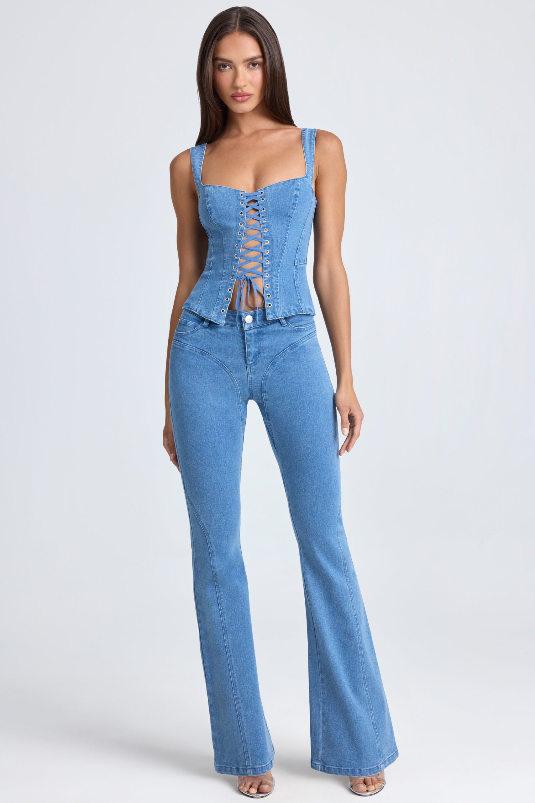 Mid-Rise Flared Jeans in Mid Blue Stonewash - Image 7
