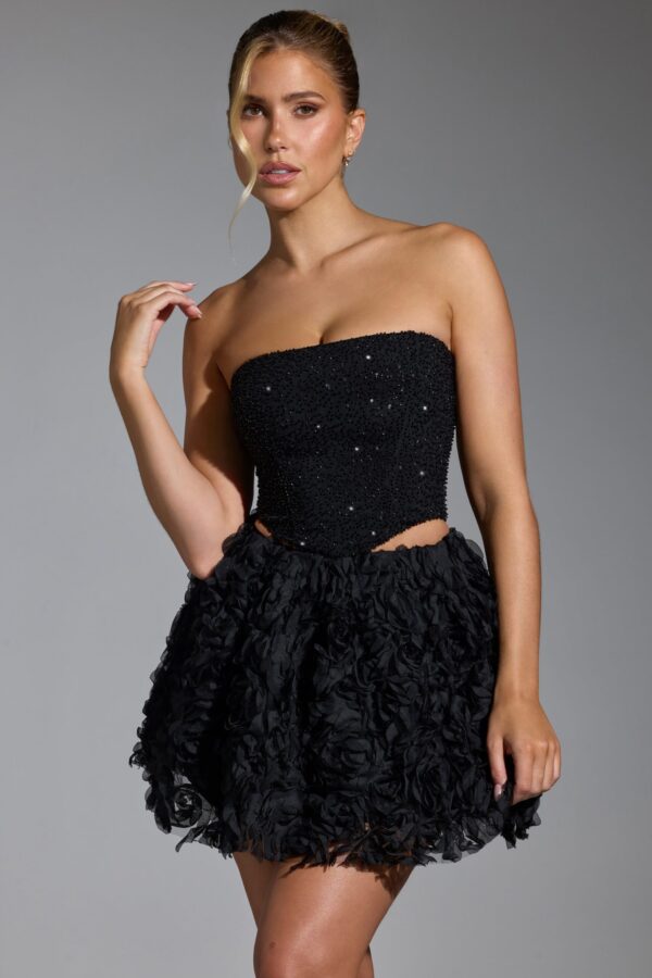 Floral-Appliqué Mini Skirt in Black - Image 15