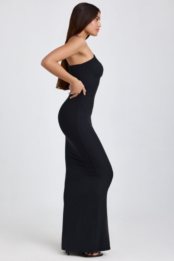 Ribbed Modal Halterneck Maxi Dress in Black - Image 3