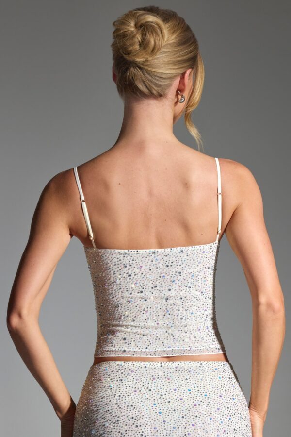 Embellished Square-Neck Top in White - Image 2