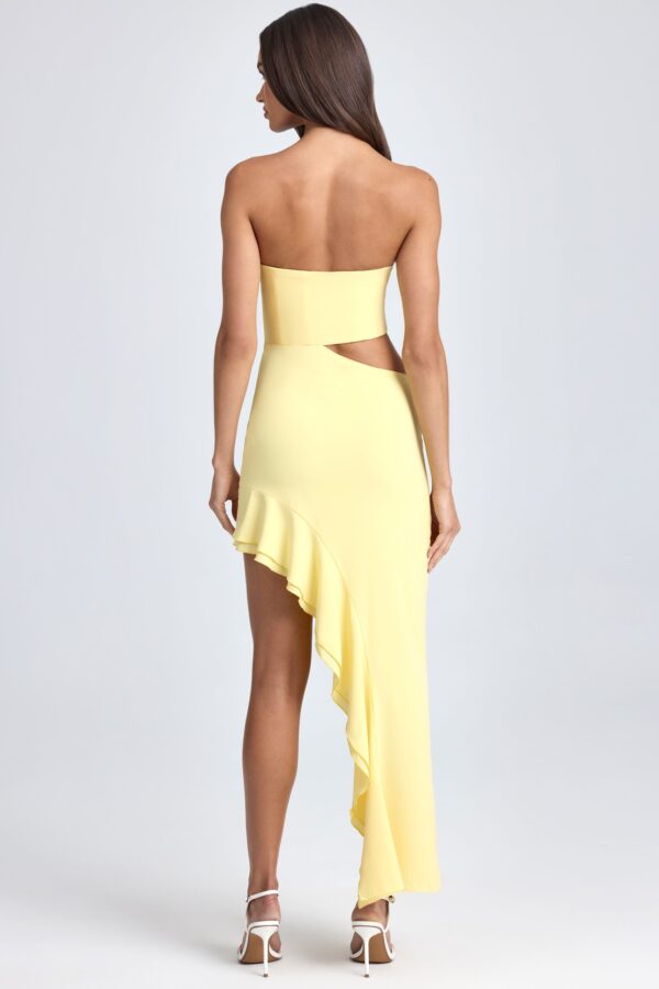 Bandeau Cut-Out Ruffle-Trim Maxi Dress in Lemon Sherbet - Image 2