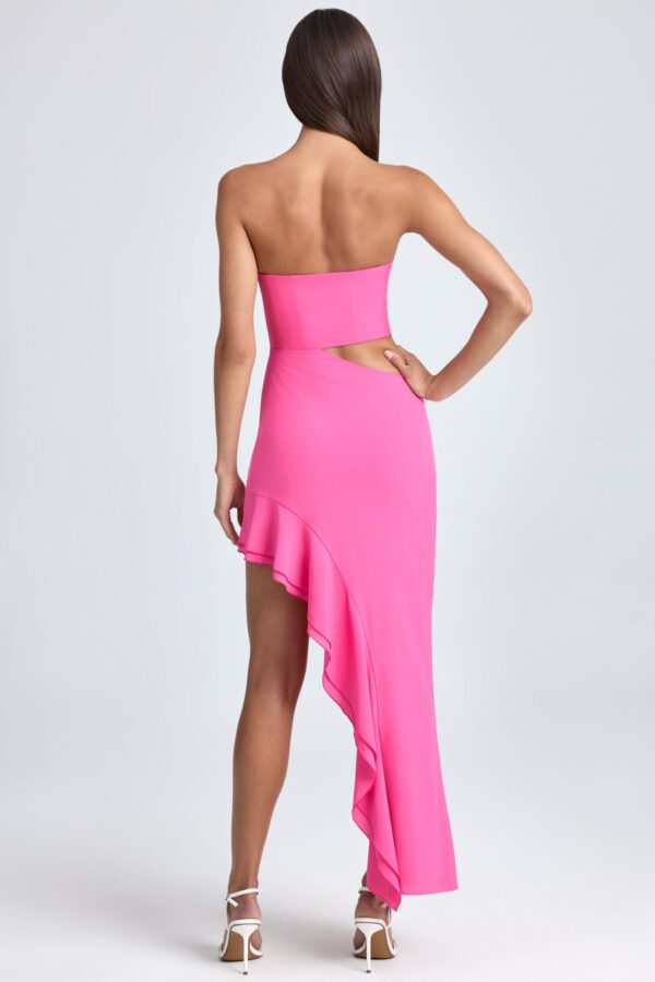 Bandeau Cut-Out Ruffle-Trim Maxi Dress in Lollipop Pink - Image 2