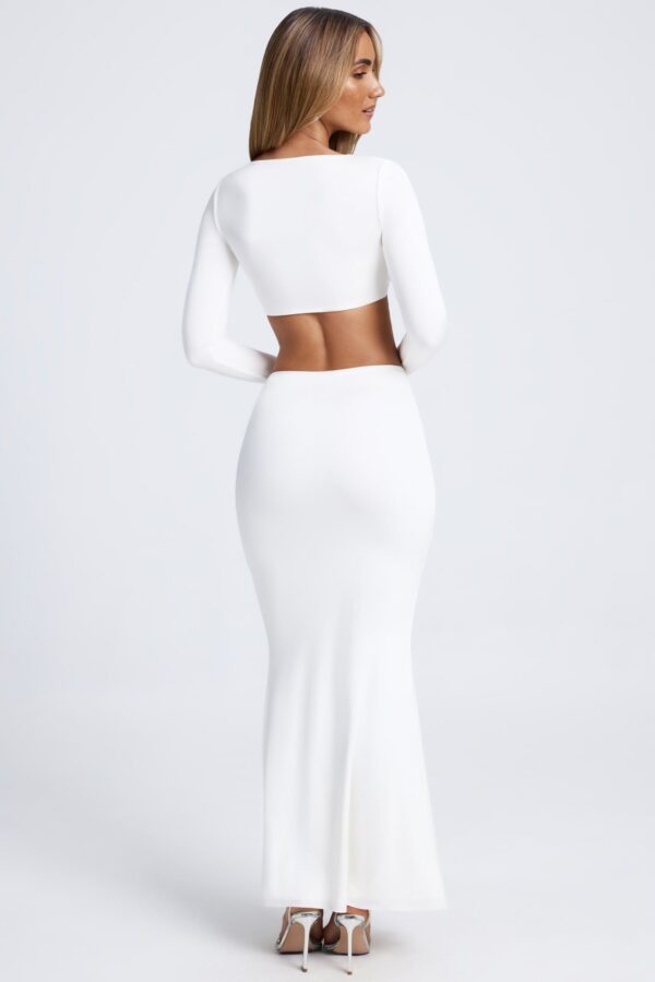 Hardware Detail Fishtail Maxi Skirt in White - Image 2
