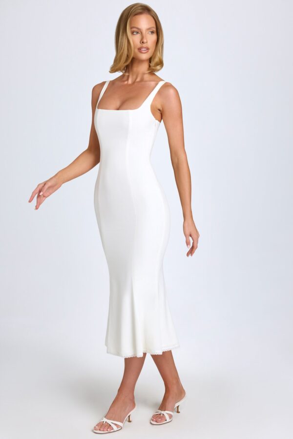 Lace-Trim Midaxi Dress in White - Image 5