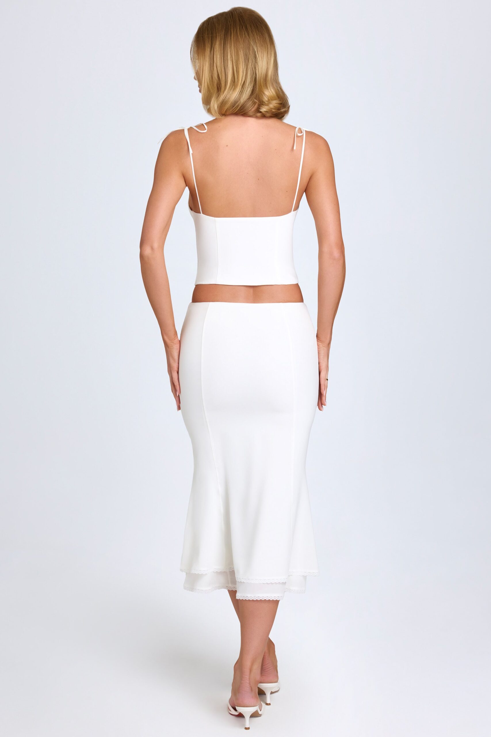 Lace-Trim Mid-Rise Midaxi Skirt in White - Image 2