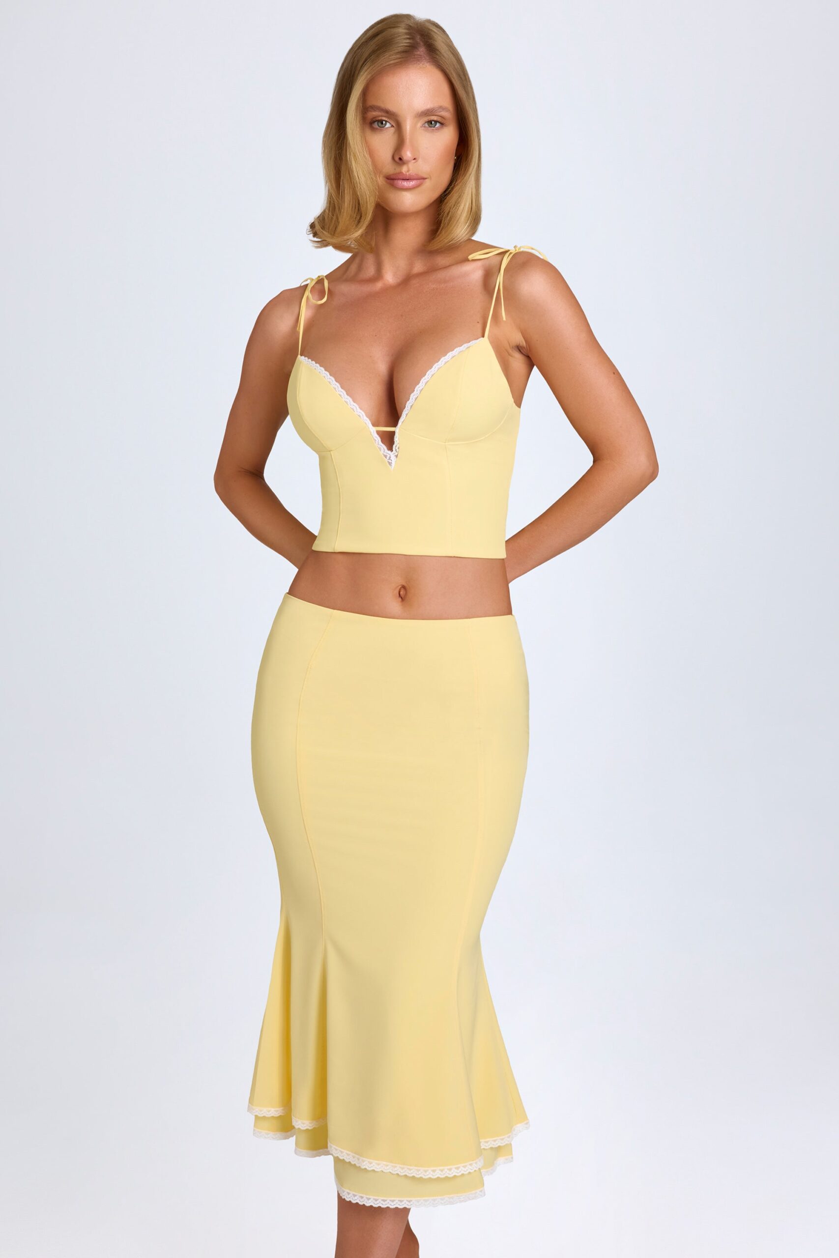 Lace-Trim Camisole Top in Pastel Yellow - Image 6