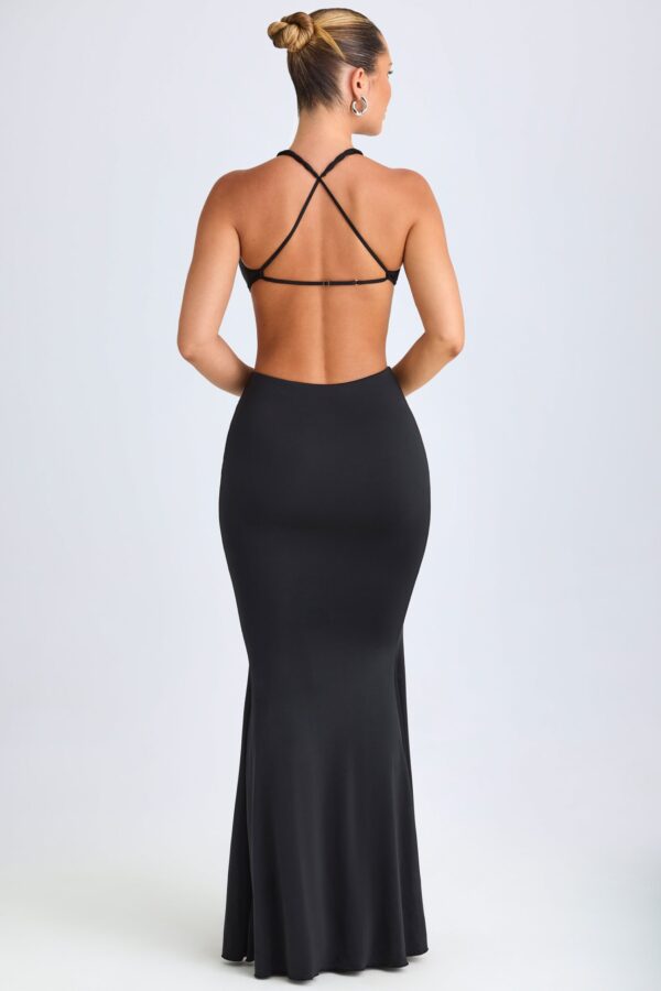 Hardware Detail Cut-Out Halterneck Maxi Dress in Black - Image 2