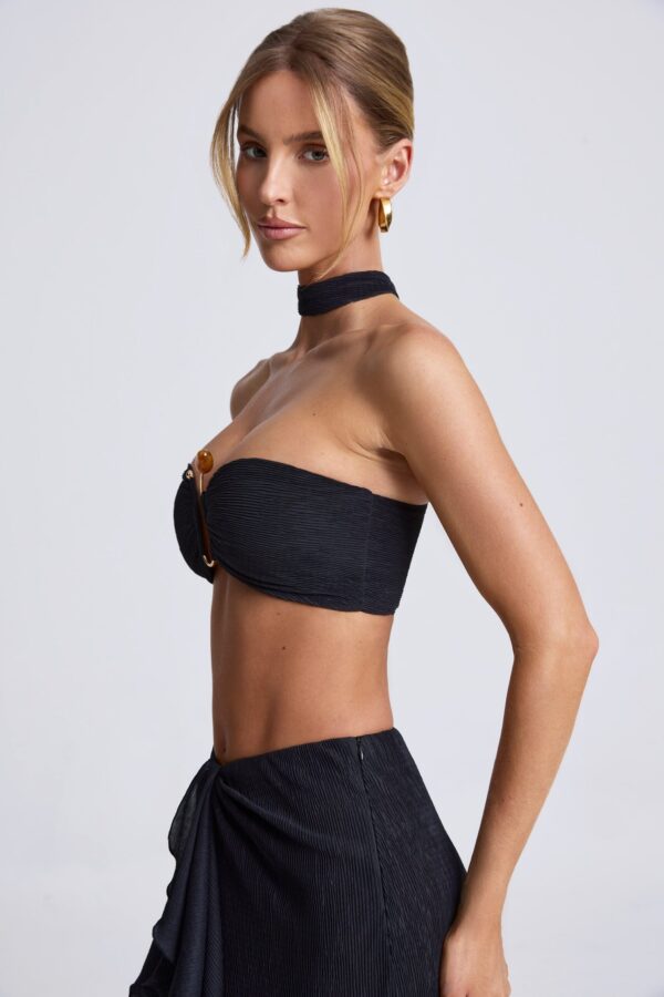 Hardware Detail Choker Crop Top in Black - Image 3