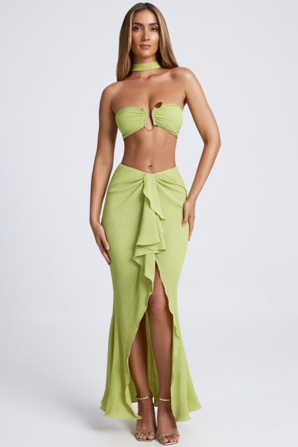 Hardware Detail Choker Crop Top in Olive Green - Image 6