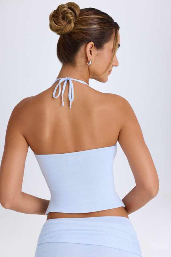 Open-Front Halterneck Top in Periwinkle Blue - Image 2