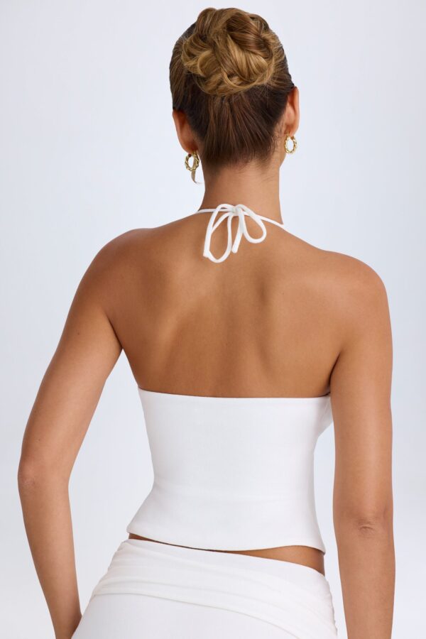 Open-Front Halterneck Top in White - Image 2