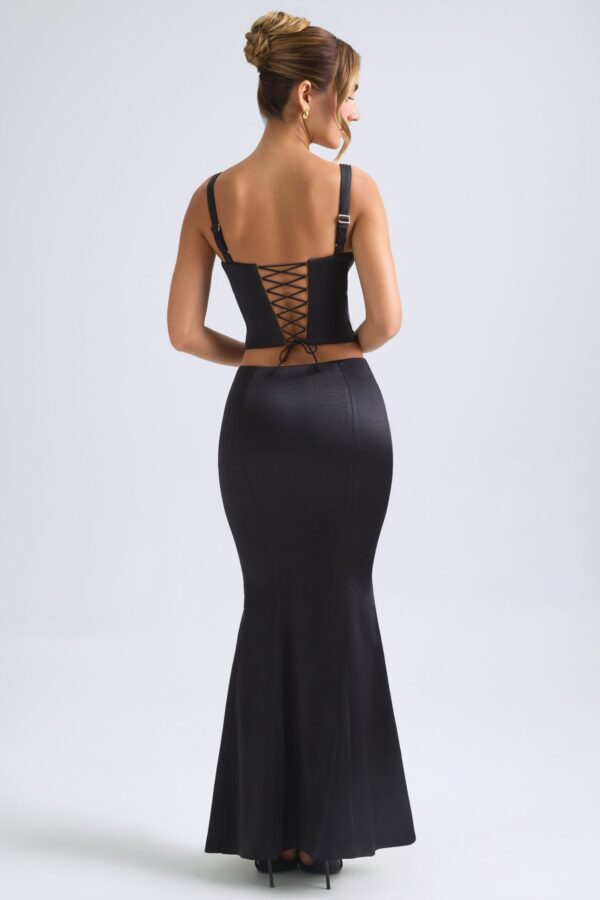 Mid-Rise Fishtail Maxi Skirt in Black - Image 2