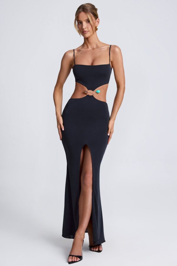 Hardware Detail Cut-Out Maxi Dress in Black - Image 5
