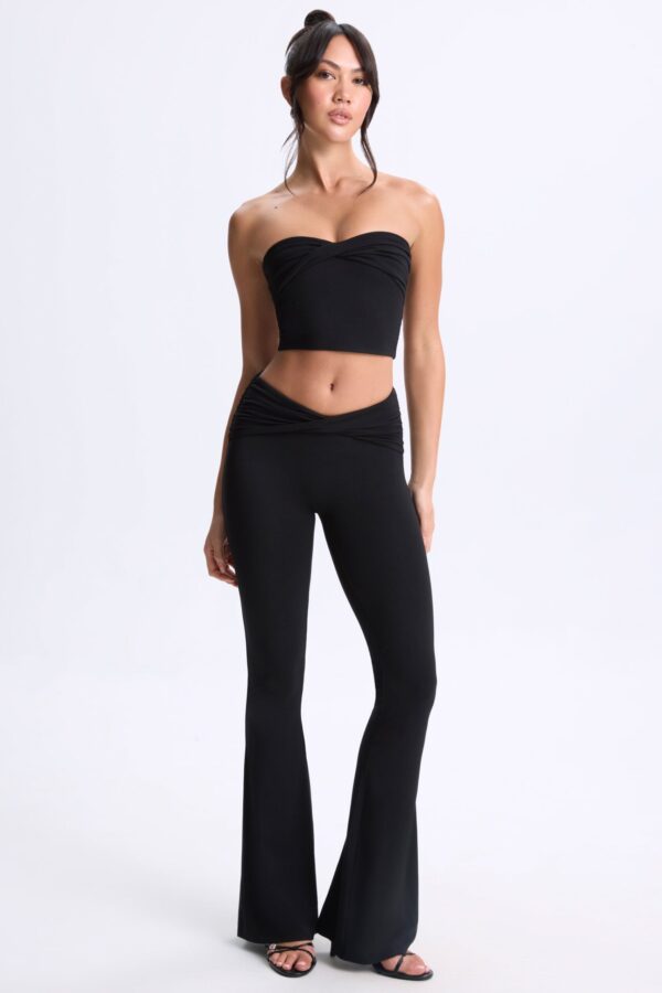 Petite Twist-Front Flared Trousers in Black - Image 7