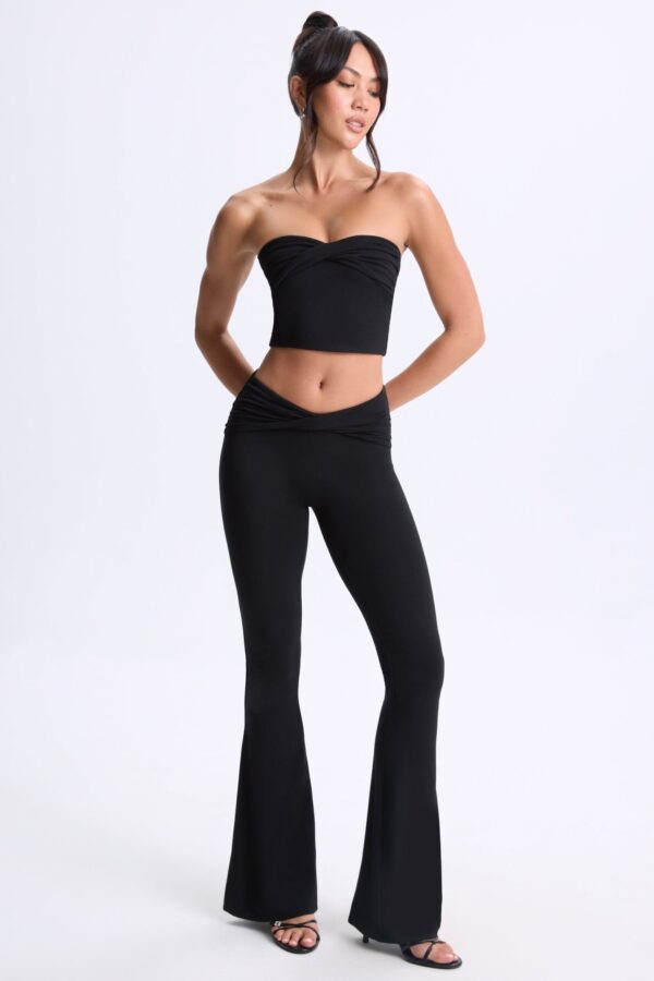 Petite Twist-Front Flared Trousers in Black - Image 8