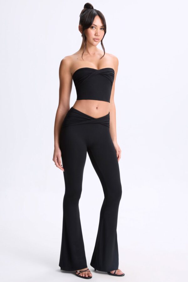 Petite Twist-Front Flared Trousers in Black - Image 6