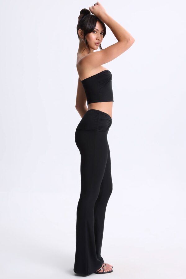 Petite Twist-Front Flared Trousers in Black - Image 3