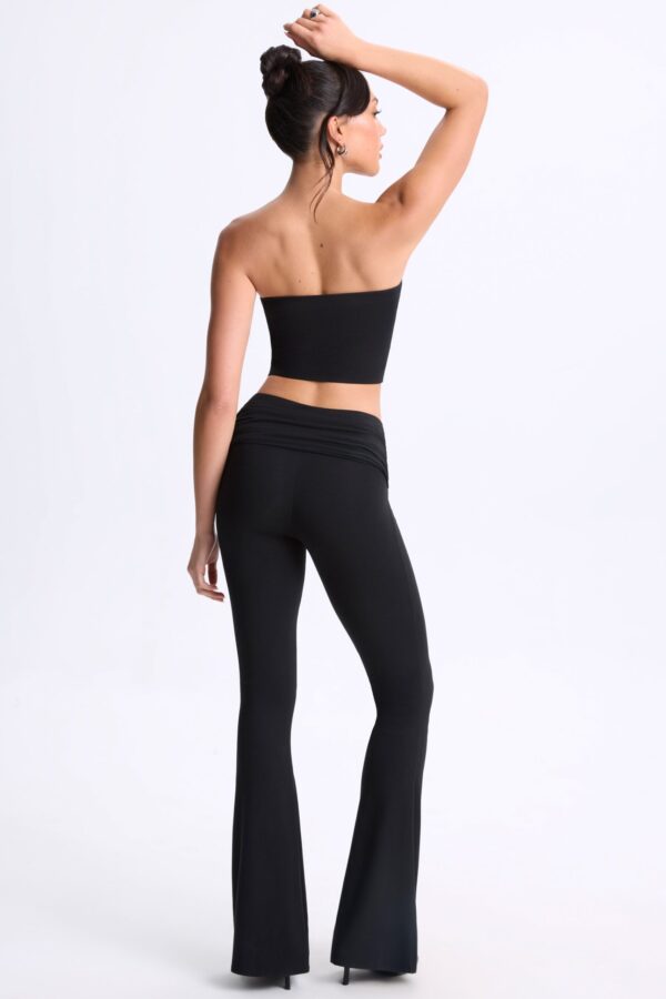 Petite Twist-Front Flared Trousers in Black - Image 2