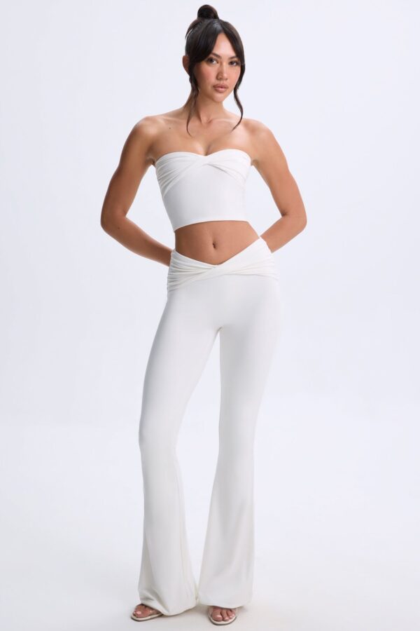 Petite Twist-Front Flared Trousers in White - Image 7