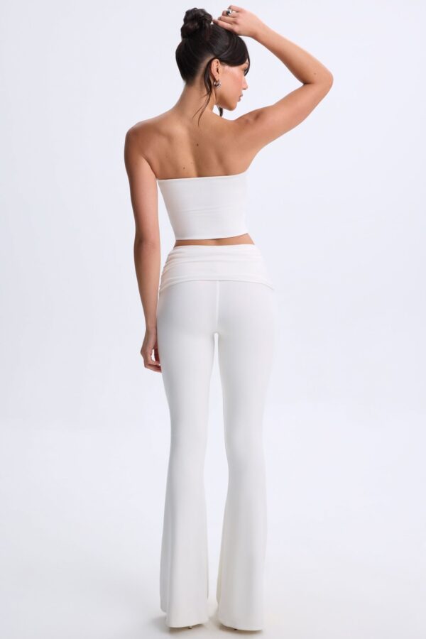 Petite Twist-Front Flared Trousers in White - Image 2