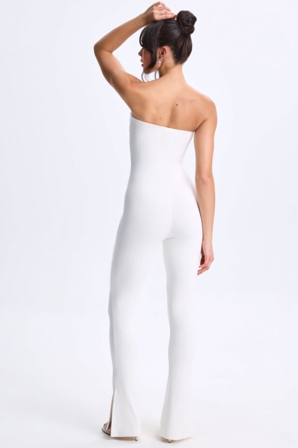 Petite Twist-Front Split Hem Flared Jumpsuit in White - Image 2