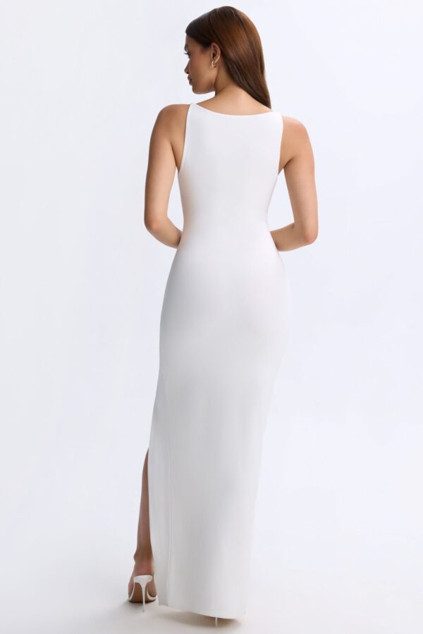 Plunge Cut-Out Maxi Dress in White - Image 2