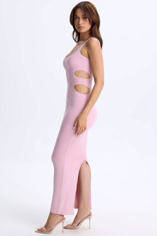 Plunge Cut-Out Maxi Dress in Blush Pink - Image 3