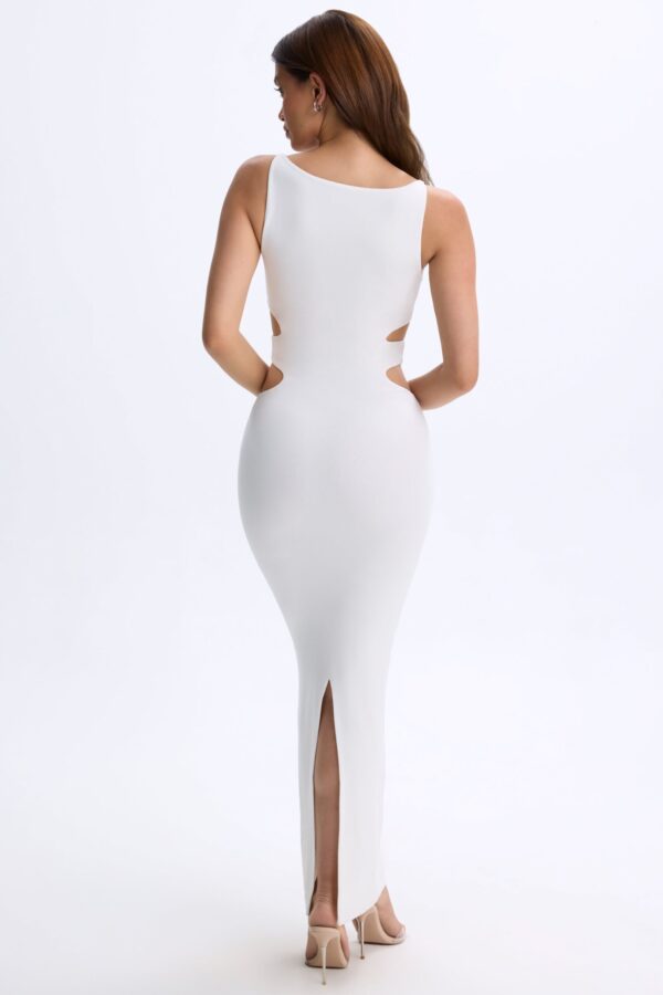 Plunge Cut-Out Maxi Dress in White - Image 2