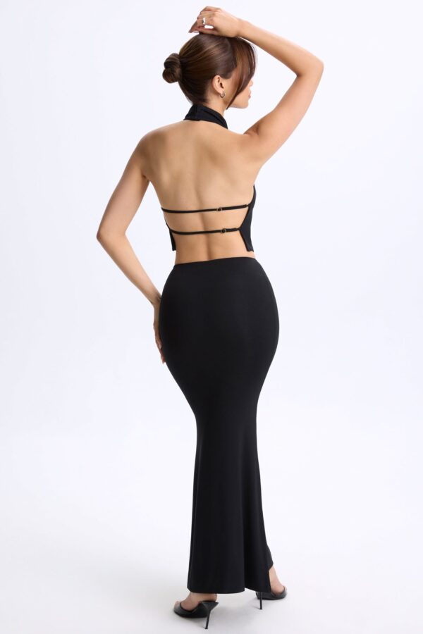 Low-Rise Maxi Skirt in Black - Image 2