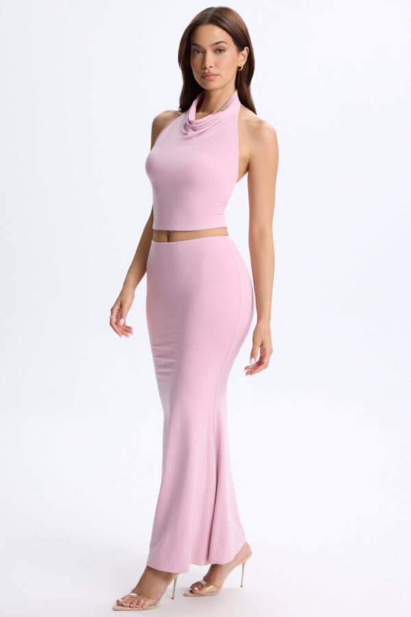 Low-Rise Maxi Skirt in Blush Pink - Image 4