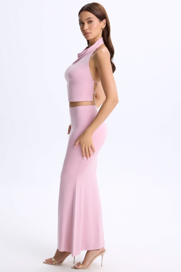 Low-Rise Maxi Skirt in Blush Pink - Image 3
