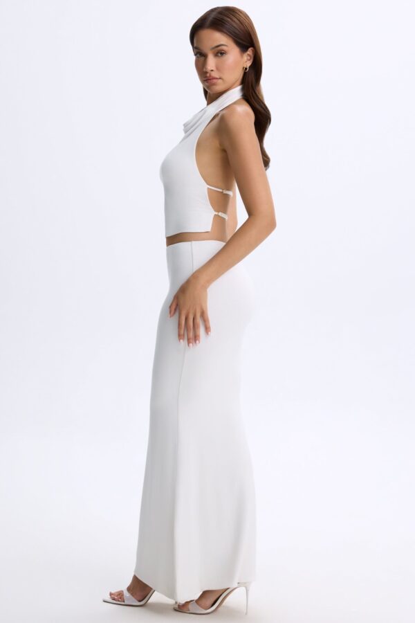 Low-Rise Maxi Skirt in White - Image 3