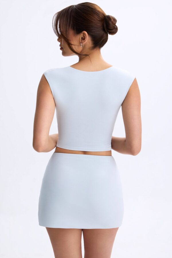 Ruched Cap-Sleeve Top in Dusty Blue - Image 2