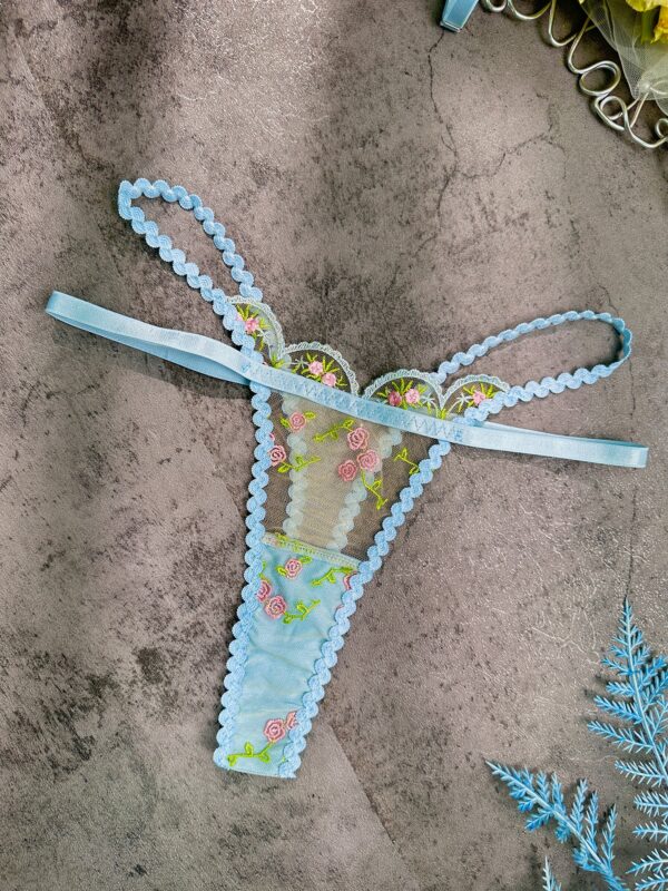 Light Blue Floral Lace Lingerie Set - Image 13
