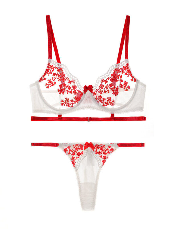 Luxurious Red Floral Lingerie Set - Image 9