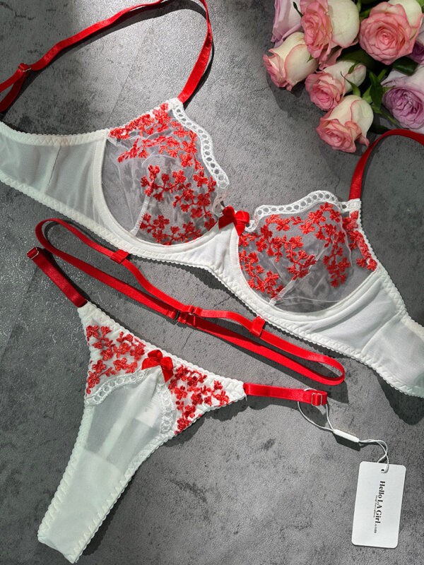 Luxurious Red Floral Lingerie Set - Image 10