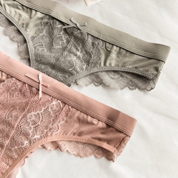 Pink Elastic Waist Lace Thong - Image 6