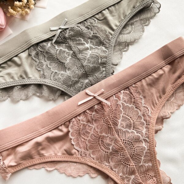 Pink Elastic Waist Lace Thong - Image 7