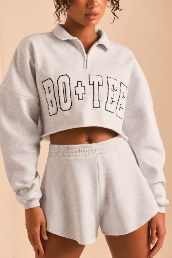Half Zip Sweater in Heather Grey - Image 4