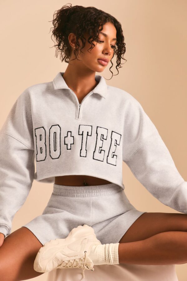 Half Zip Sweater in Heather Grey - Image 5
